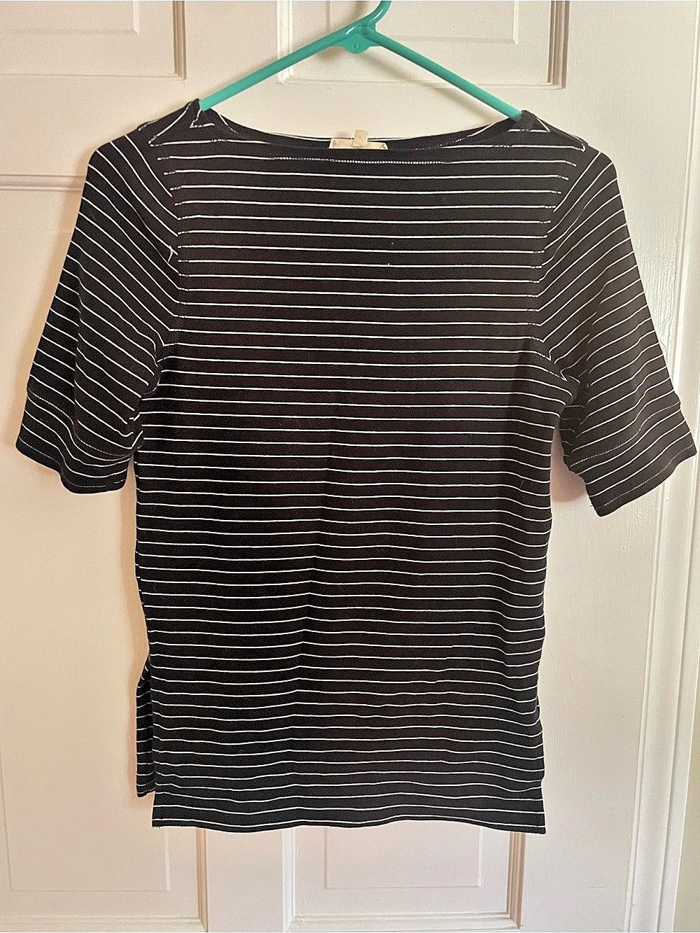 Madewell Boatneck Tee in Stripe Black & White Medium